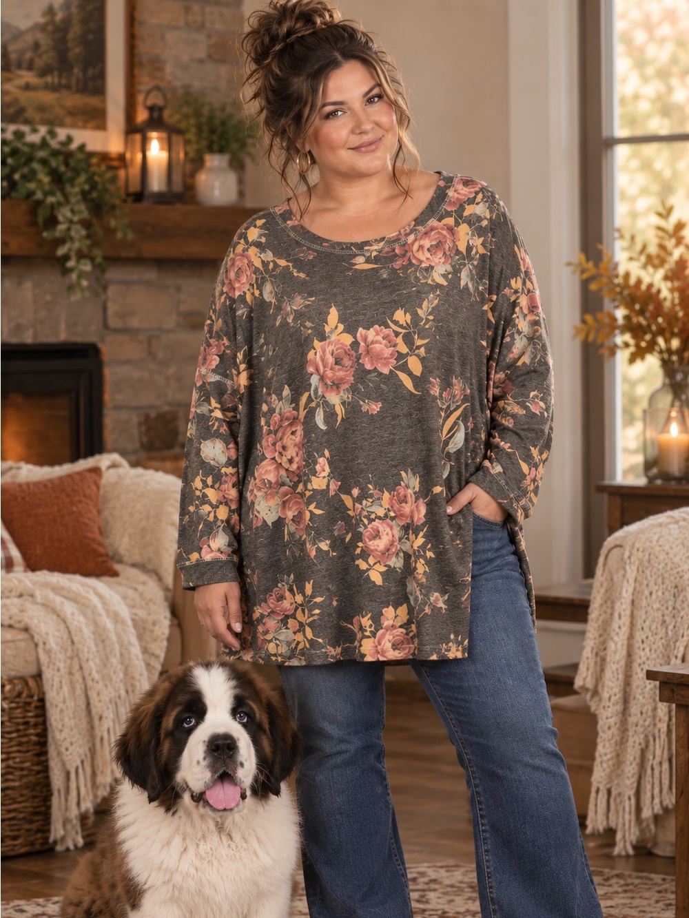 Glitzy Girlz floral sweatshirt size 4X